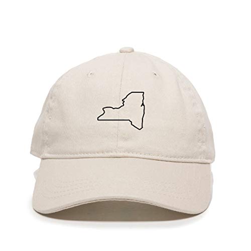 New York Map Outline Dad Baseball Cap Embroidered Cotton Adjustable Dad Hat