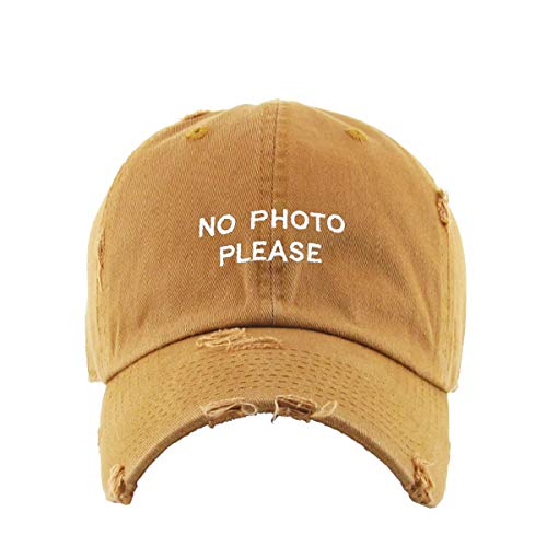 No Photo Please Vintage Baseball Cap Embroidered Cotton Adjustable Distressed Dad Hat