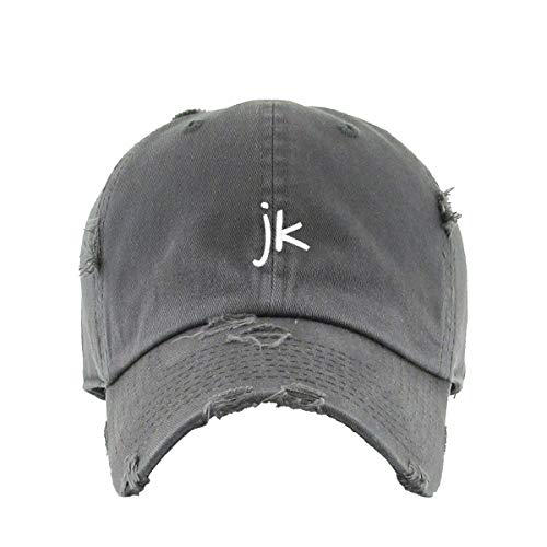 JK Just Kidding Vintage Baseball Cap Embroidered Cotton Adjustable Distressed Dad Hat