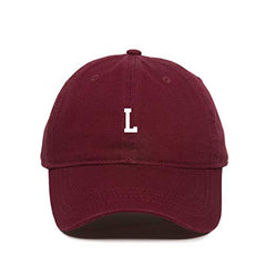 L Initial Letter Baseball Cap Embroidered Cotton Adjustable Dad Hat