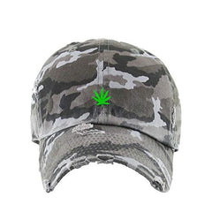 Marijuana Leaf Vintage Baseball Cap Embroidered Cotton Adjustable Distressed Dad Hat