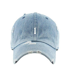 #1 Jersey Number Dad Vintage Baseball Cap Embroidered Cotton Adjustable Distressed Dad Hat