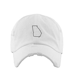 Georgia Map Outline Dad Vintage Baseball Cap Embroidered Cotton Adjustable Distressed Dad Hat