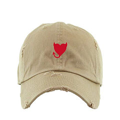 Devil Heart Vintage Baseball Cap Embroidered Cotton Adjustable Distressed Dad Hat