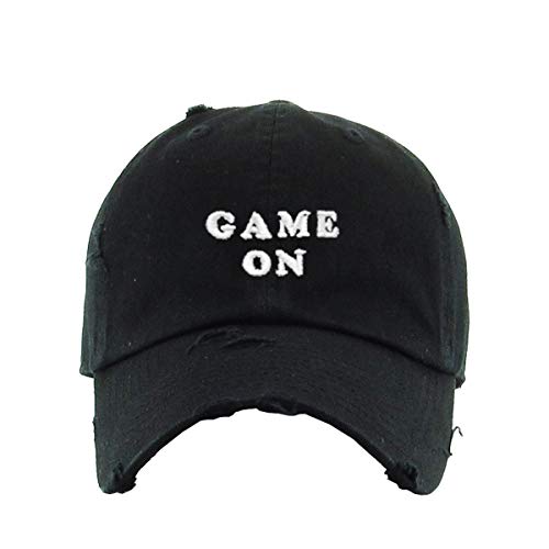 Game On Vintage Baseball Cap Embroidered Cotton Adjustable Distressed Dad Hat