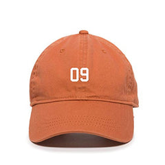#09 Jersey Number Dad Baseball Cap Embroidered Cotton Adjustable Dad Hat