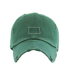 North Dakota Map Outline Dad Vintage Baseball Cap Embroidered Cotton Adjustable Distressed Dad Hat