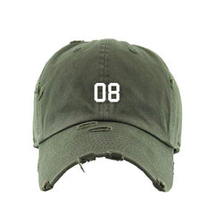 #08 Jersey Number Dad Vintage Baseball Cap Embroidered Cotton Adjustable Distressed Dad Hat