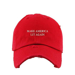 Make America Lit Vintage Baseball Cap Embroidered Cotton Adjustable Distressed Dad Hat