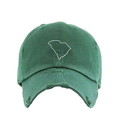 South Carolina Map Outline Dad Vintage Baseball Cap Embroidered Cotton Adjustable Distressed Dad Hat