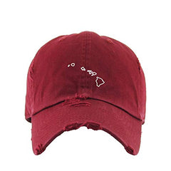 Hawaii Map Outline Dad Vintage Baseball Cap Embroidered Cotton Adjustable Distressed Dad Hat
