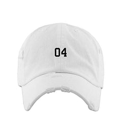 #04 Jersey Number Dad Vintage Baseball Cap Embroidered Cotton Adjustable Distressed Dad Hat