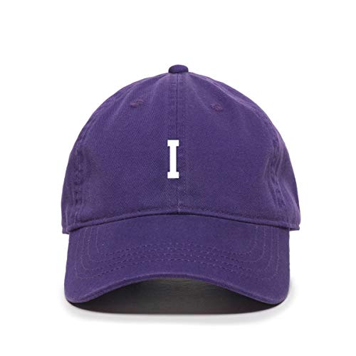 I Initial Letter Baseball Cap Embroidered Cotton Adjustable Dad Hat