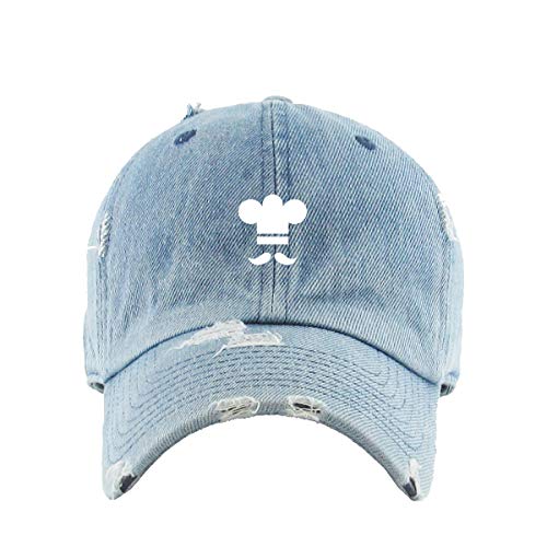 Mustache Chef Vintage Baseball Cap Embroidered Cotton Adjustable Distressed Dad Hat