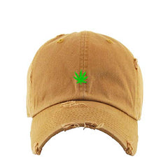 Marijuana Leaf Vintage Baseball Cap Embroidered Cotton Adjustable Distressed Dad Hat
