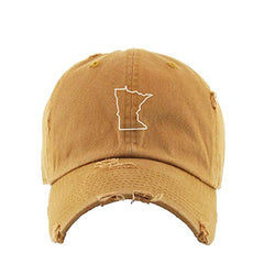 Minnesota Map Outline Dad Vintage Baseball Cap Embroidered Cotton Adjustable Distressed Dad Hat
