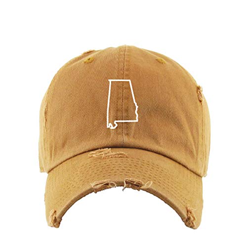 Alabama Map Outline Dad Vintage Baseball Cap Embroidered Cotton Adjustable Distressed Dad Hat