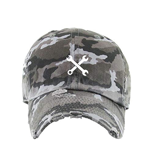 Mechanic Wrench Vintage Baseball Cap Embroidered Cotton Adjustable Distressed Dad Hat