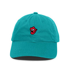 Lips Baseball Cap Embroidered Cotton Adjustable Dad Hat