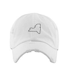 New York Map Outline Dad Vintage Baseball Cap Embroidered Cotton Adjustable Distressed Dad Hat