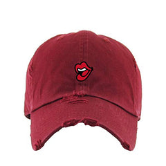 Lips Vintage Baseball Cap Embroidered Cotton Adjustable Distressed Dad Hat