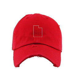 Utah Map Outline Dad Vintage Baseball Cap Embroidered Cotton Adjustable Distressed Dad Hat