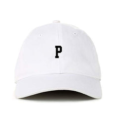 P Initial Letter Baseball Cap Embroidered Cotton Adjustable Dad Hat