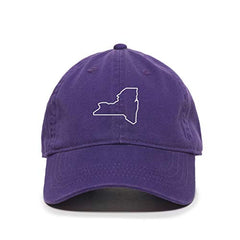 New York Map Outline Dad Baseball Cap Embroidered Cotton Adjustable Dad Hat