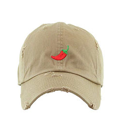 Red Chilli Vintage Baseball Cap Embroidered Cotton Adjustable Distressed Dad Hat