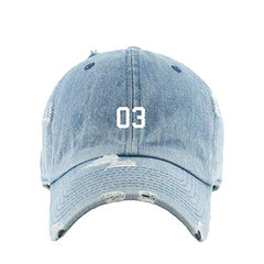 #03 Jersey Number Dad Vintage Baseball Cap Embroidered Cotton Adjustable Distressed Dad Hat