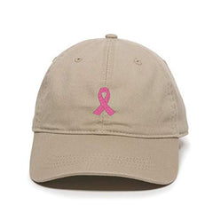 Pink Ribbon Baseball Cap Embroidered Cotton Adjustable Dad Hat