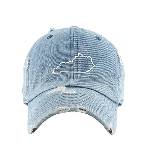 Kentucky Map Outline Dad Vintage Baseball Cap Embroidered Cotton Adjustable Distressed Dad Hat