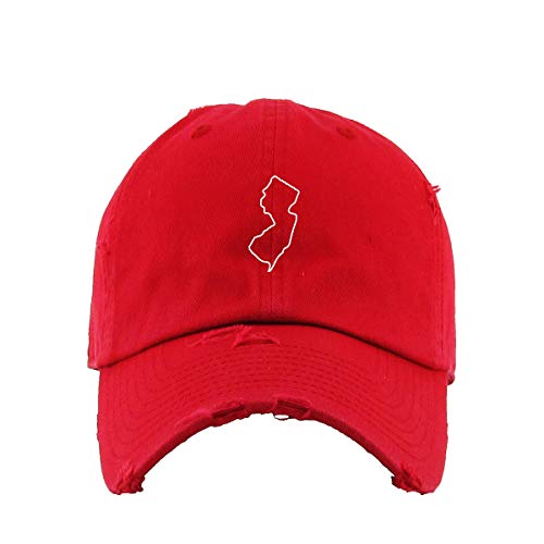 New Jersey Map Outline Dad Vintage Baseball Cap Embroidered Cotton Adjustable Distressed Dad Hat