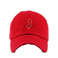 New Jersey Map Outline Dad Vintage Baseball Cap Embroidered Cotton Adjustable Distressed Dad Hat