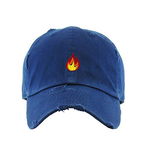 Flame Vintage Baseball Cap Embroidered Cotton Adjustable Distressed Dad Hat
