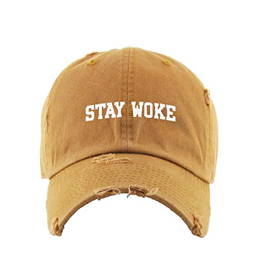 Stay Woke Vintage Baseball Cap Embroidered Cotton Adjustable Distressed Dad Hat