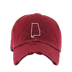 Alabama Map Outline Dad Vintage Baseball Cap Embroidered Cotton Adjustable Distressed Dad Hat