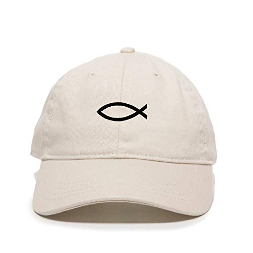 Jesus Fish Dad Baseball Cap Embroidered Cotton Adjustable Dad Hat