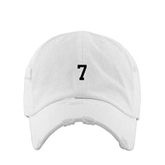 #7 Jersey Number Dad Vintage Baseball Cap Embroidered Cotton Adjustable Distressed Dad Hat