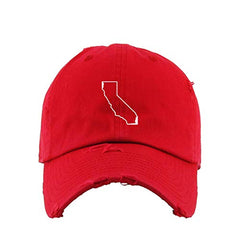 California Map Outline Dad Vintage Baseball Cap Embroidered Cotton Adjustable Distressed Dad Hat