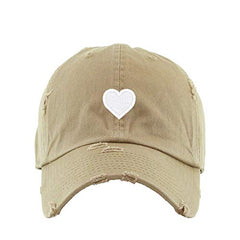 Heart Vintage Baseball Cap Embroidered Cotton Adjustable Distressed Dad Hat