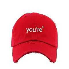 You're A Grammar Police Vintage Baseball Cap Embroidered Cotton Adjustable Distressed Dad Hat