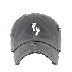 Footprints Vintage Baseball Cap Embroidered Cotton Adjustable Distressed Dad Hat