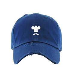 Mustache Chef Vintage Baseball Cap Embroidered Cotton Adjustable Distressed Dad Hat