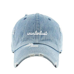 Wanderlust Vintage Baseball Cap Embroidered Cotton Adjustable Distressed Dad Hat