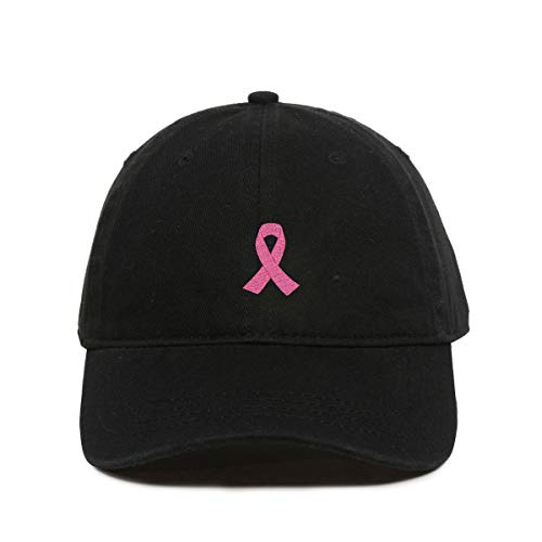 Pink Ribbon Baseball Cap Embroidered Cotton Adjustable Dad Hat