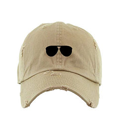 Aviator Glasses Vintage Baseball Cap Embroidered Cotton Adjustable Distressed Dad Hat