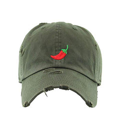Red Chilli Vintage Baseball Cap Embroidered Cotton Adjustable Distressed Dad Hat