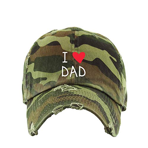 I Heart Dad Vintage Baseball Cap Embroidered Cotton Adjustable Distressed Dad Hat
