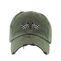 Race Flags Vintage Baseball Cap Embroidered Cotton Adjustable Distressed Dad Hat